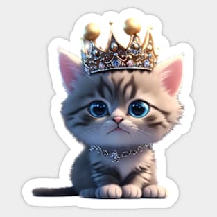 Cute little kitten princess Sticker